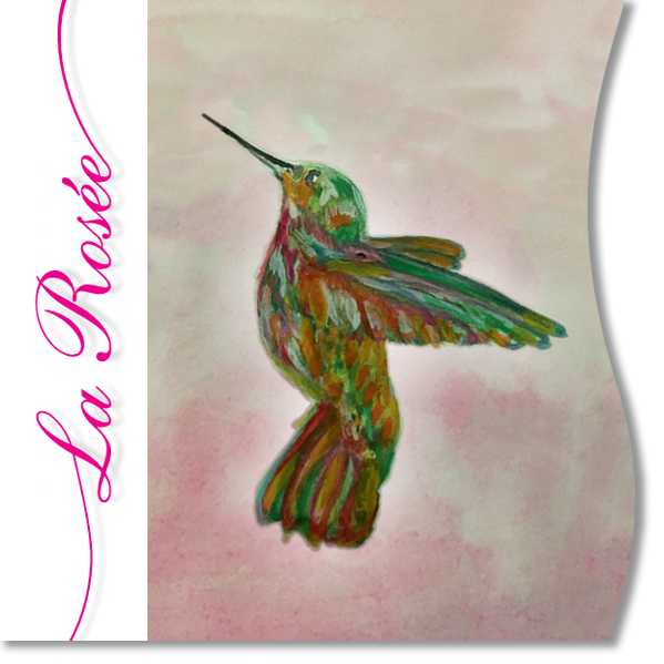 Étiquette de vin rosé bio du Luberon "La Rosée"